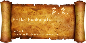 Pritz Konkordia névjegykártya